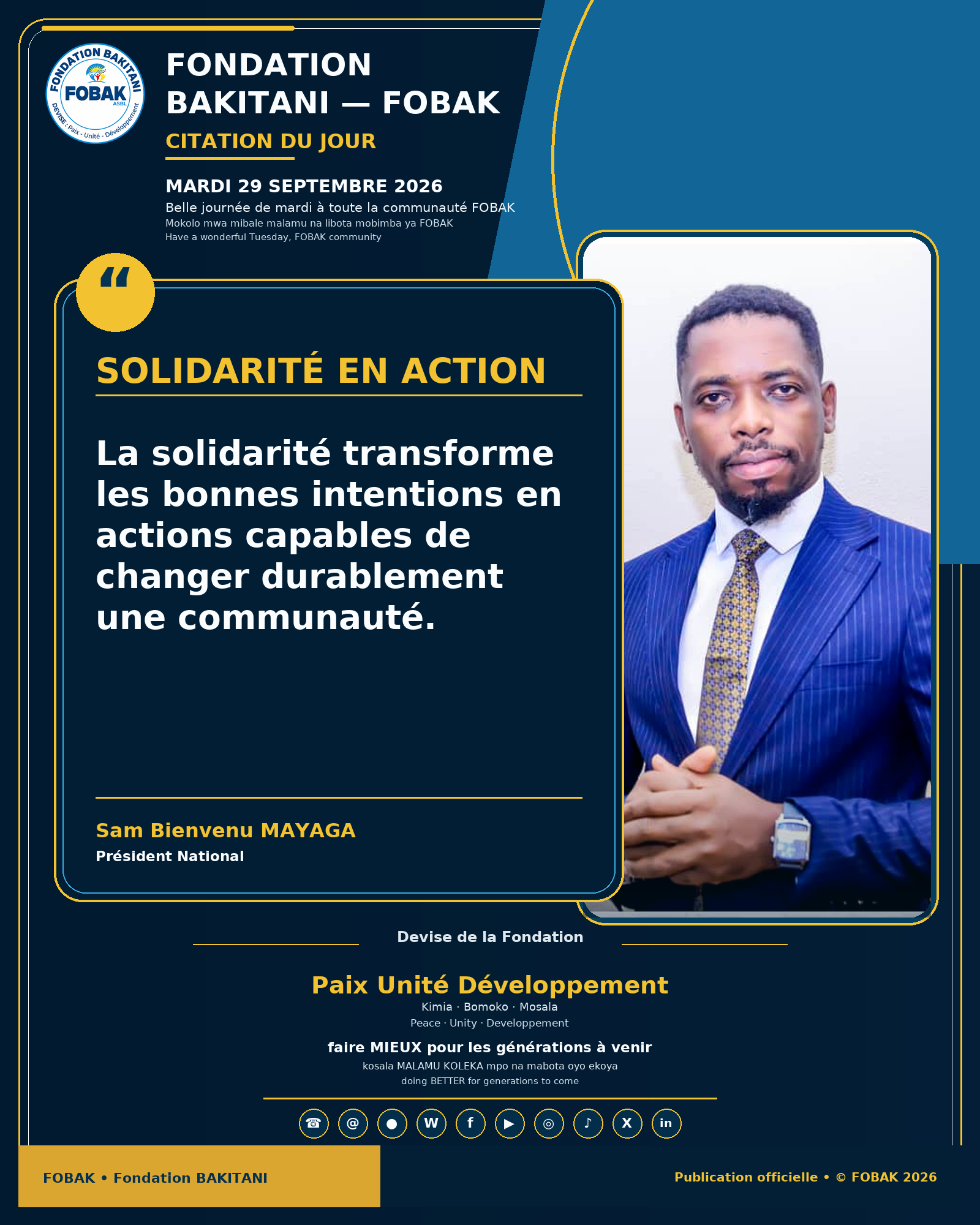 Citation de Fondation BAKITANI — FOBAK